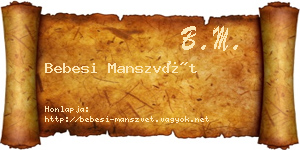 Bebesi Manszvét névjegykártya